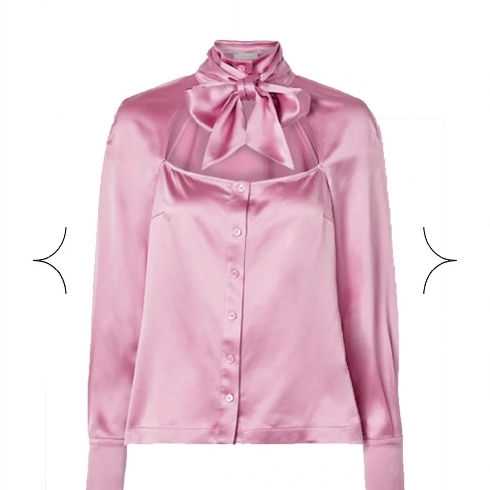 Fleur du Mal pink silk blouse, size 4 - Picture 6 of 11